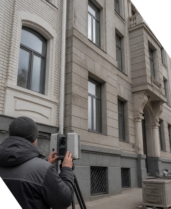 Лазерное сканирование фасадов зданий для обследования в Сосновоборске